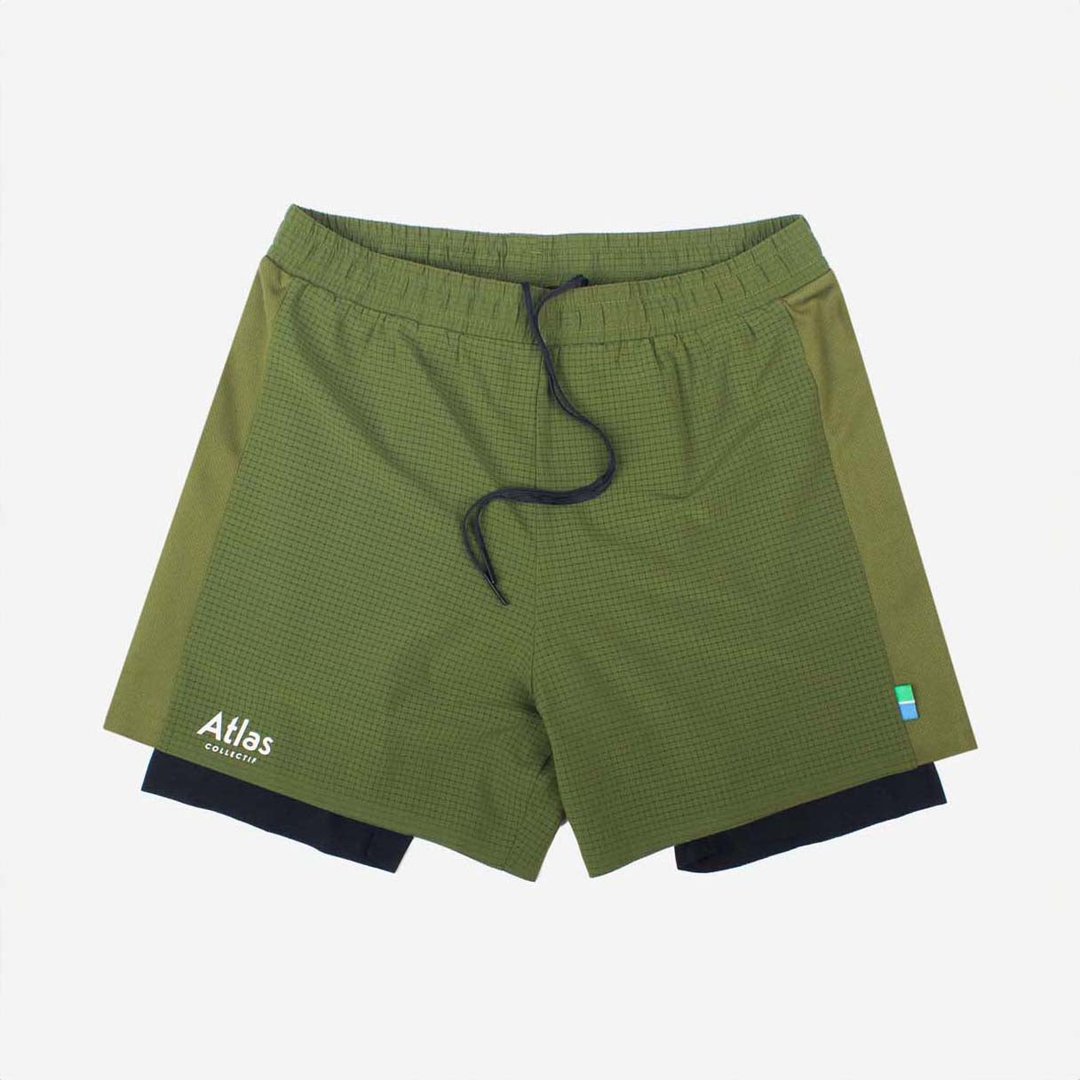 Performance 2 in 1 Running Shorts - Tight Fit - Olive Green