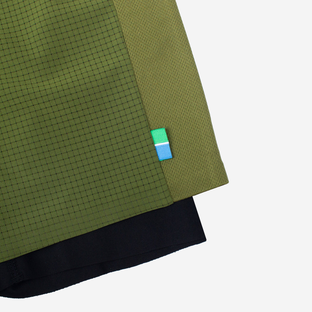 Performance 2 in 1 Running Shorts - Tight Fit - Olive Green