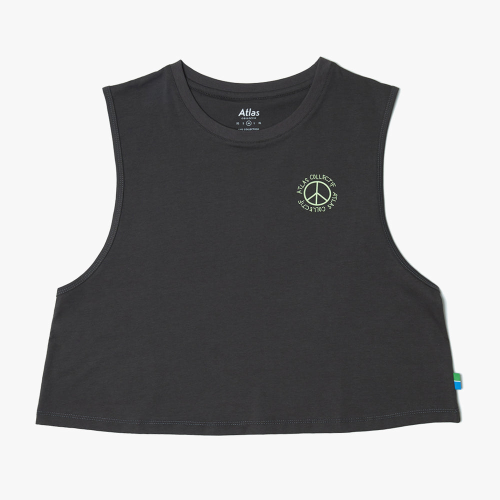 Stride & Quest WMNS Organic Cotton Crop Tank - Dark Grey