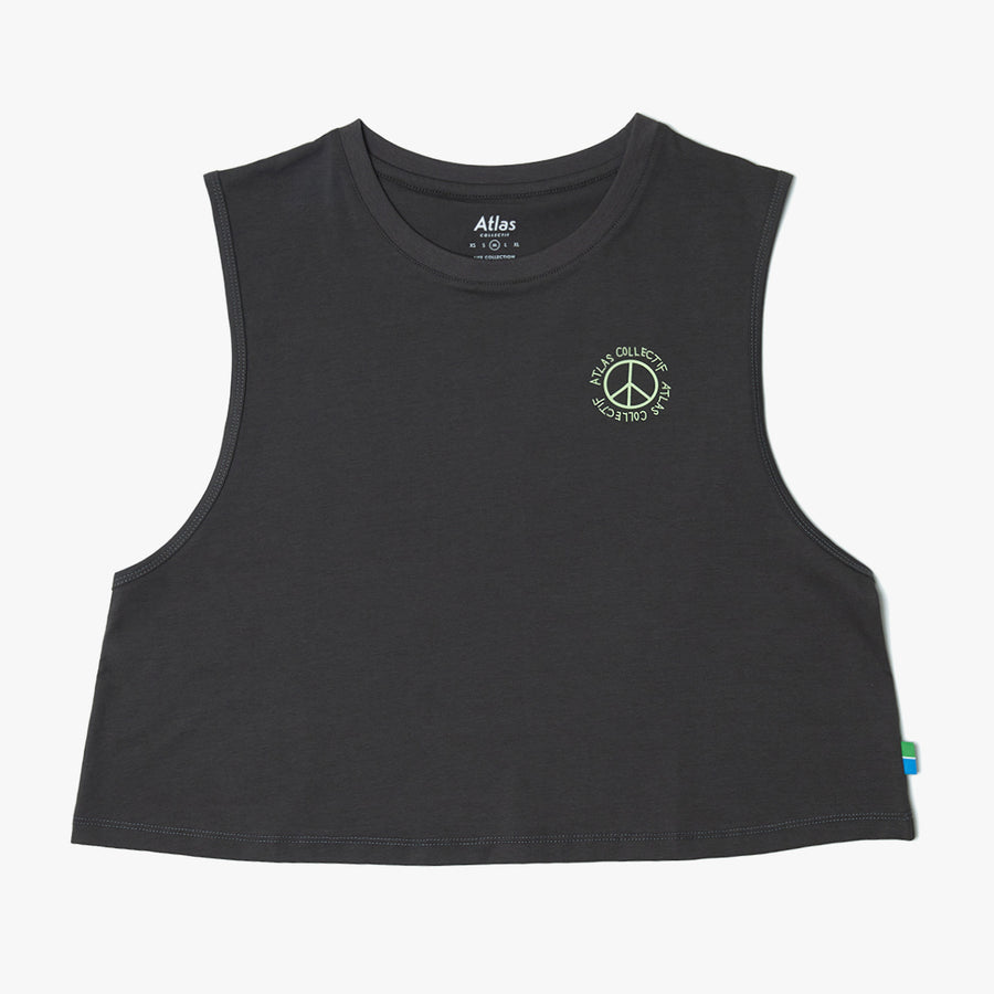Stride & Quest WMNS Organic Cotton Crop Tank - Dark Grey