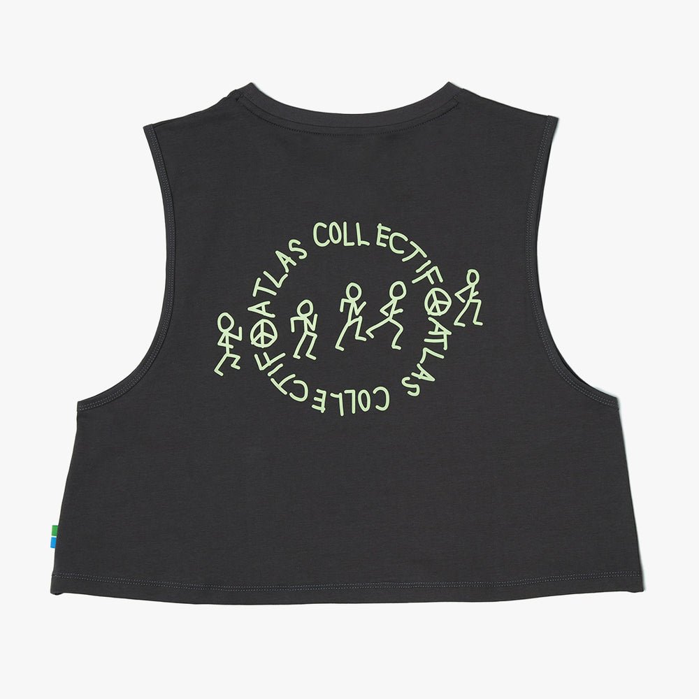 Stride & Quest WMNS Organic Cotton Crop Tank - Dark Grey