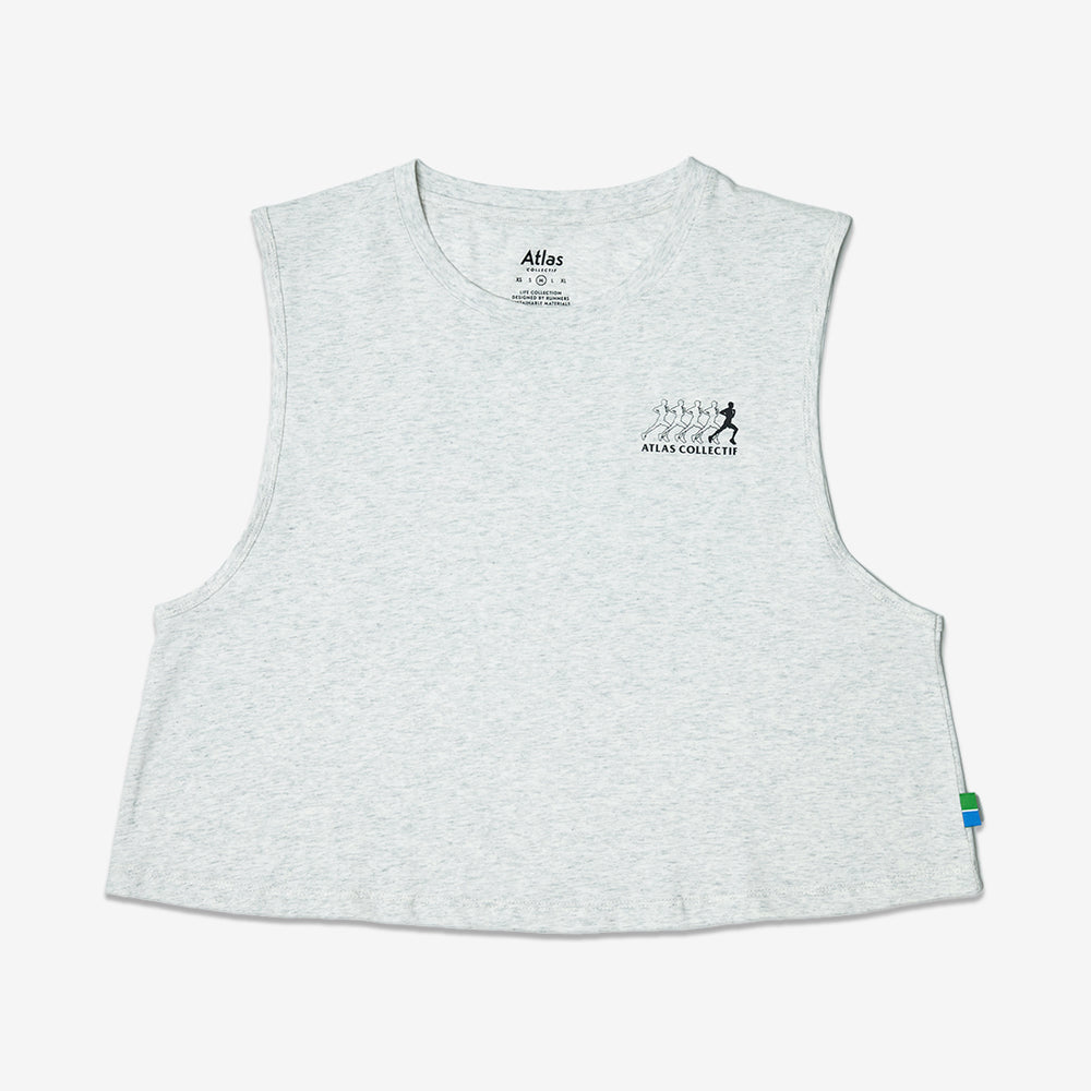 (R)unwind WMNS Organic Cotton Crop Tank - Heather Grey