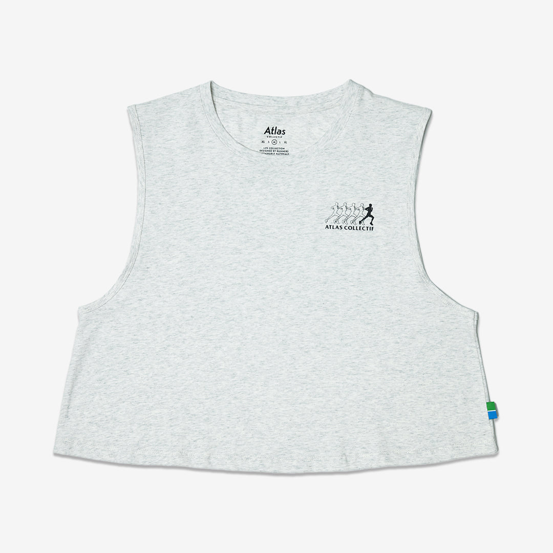 (R)unwind WMNS Organic Cotton Crop Tank - Heather Grey
