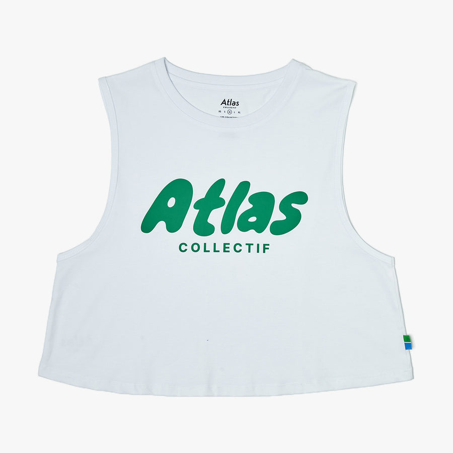 Amoeba WMNS Organic Cotton Crop Tank - White