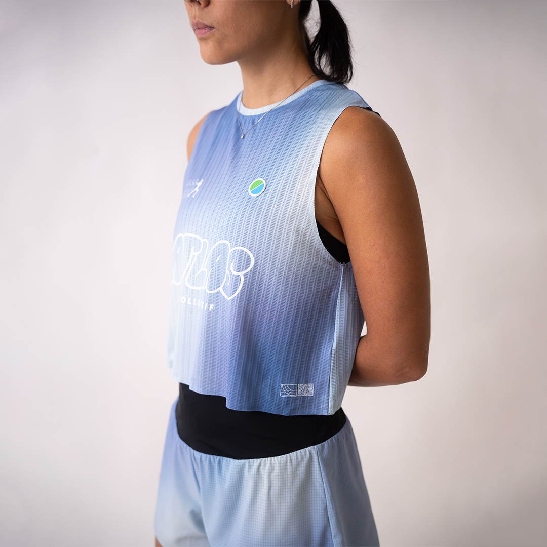 Aeria Ultra WMNS Race Crop Tee Gradient Blue