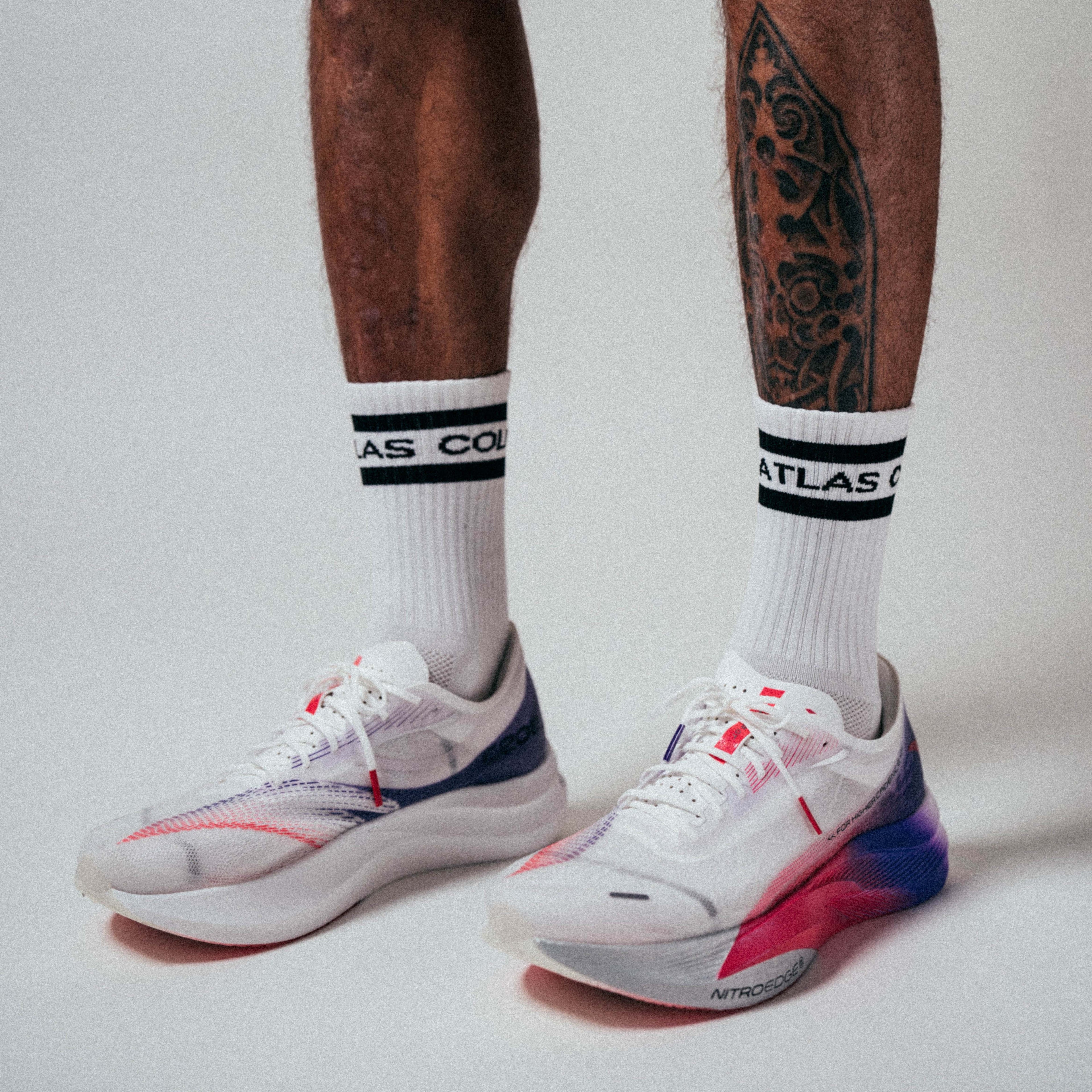 AC Striped Running Socks White