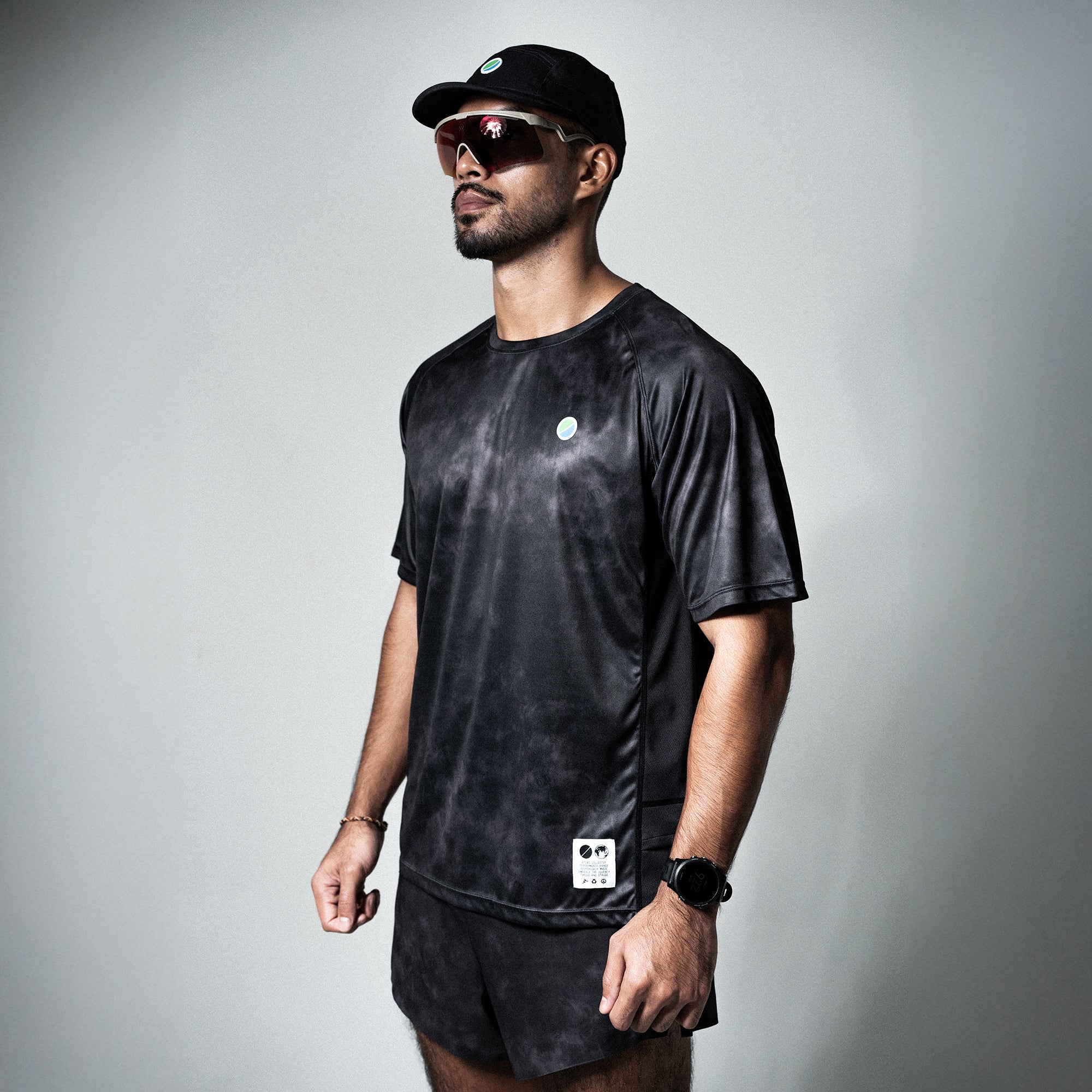 V3 Core Running T-Shirt Black Tie-Dye