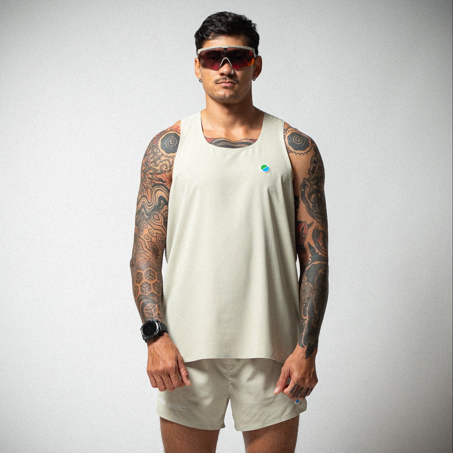 Aeria Fortis Beige 4" Shorts & Singlet Bundle Men