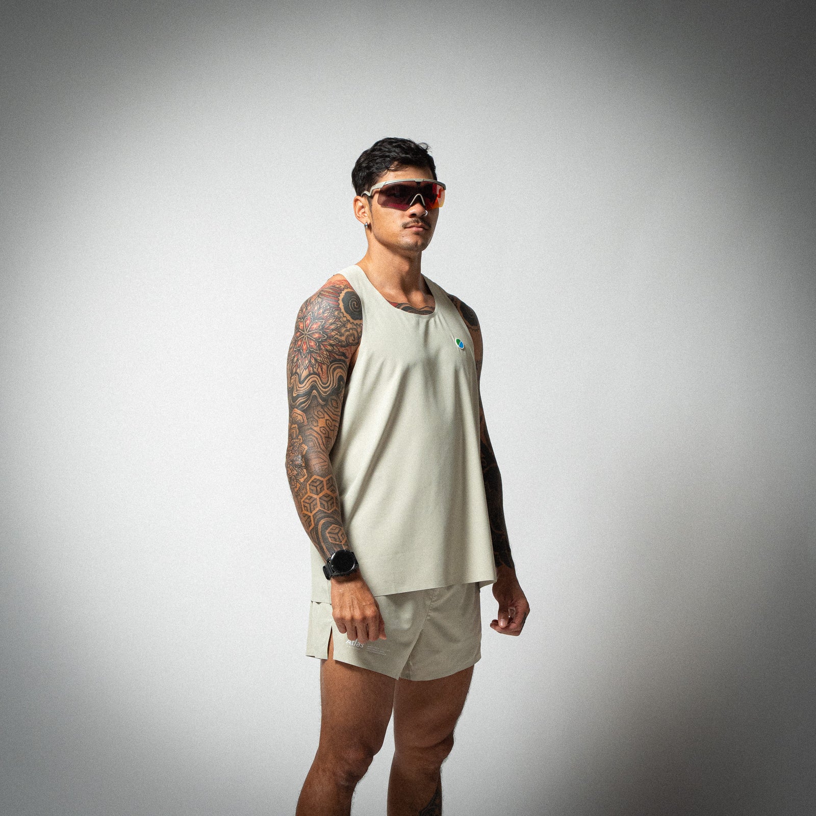 Aeria Fortis Beige 4" Shorts & Singlet Bundle Men
