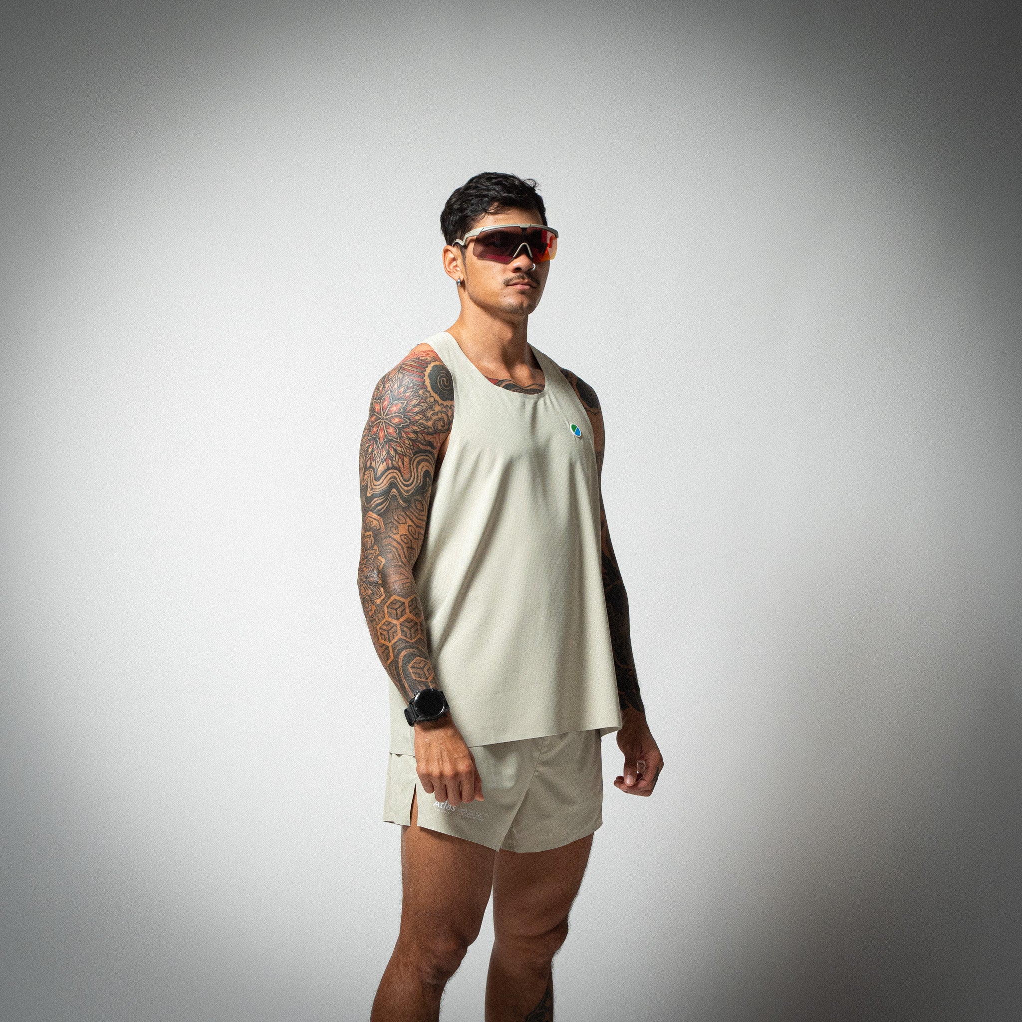 Aeria Fortis Beige 4" Shorts & Singlet Bundle Men