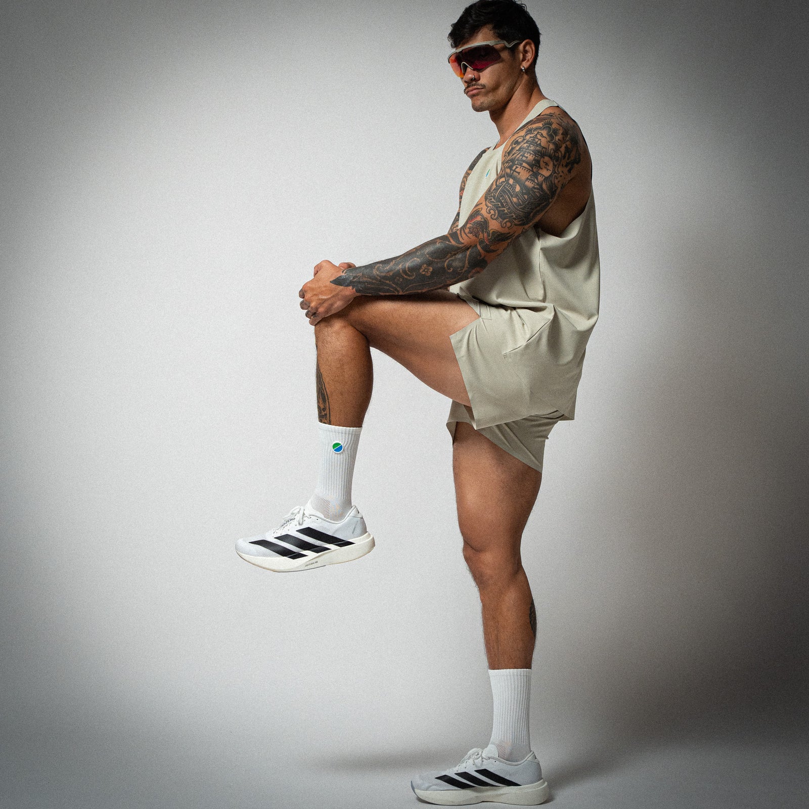 Aeria Fortis Beige 4" Shorts & Singlet Bundle Men