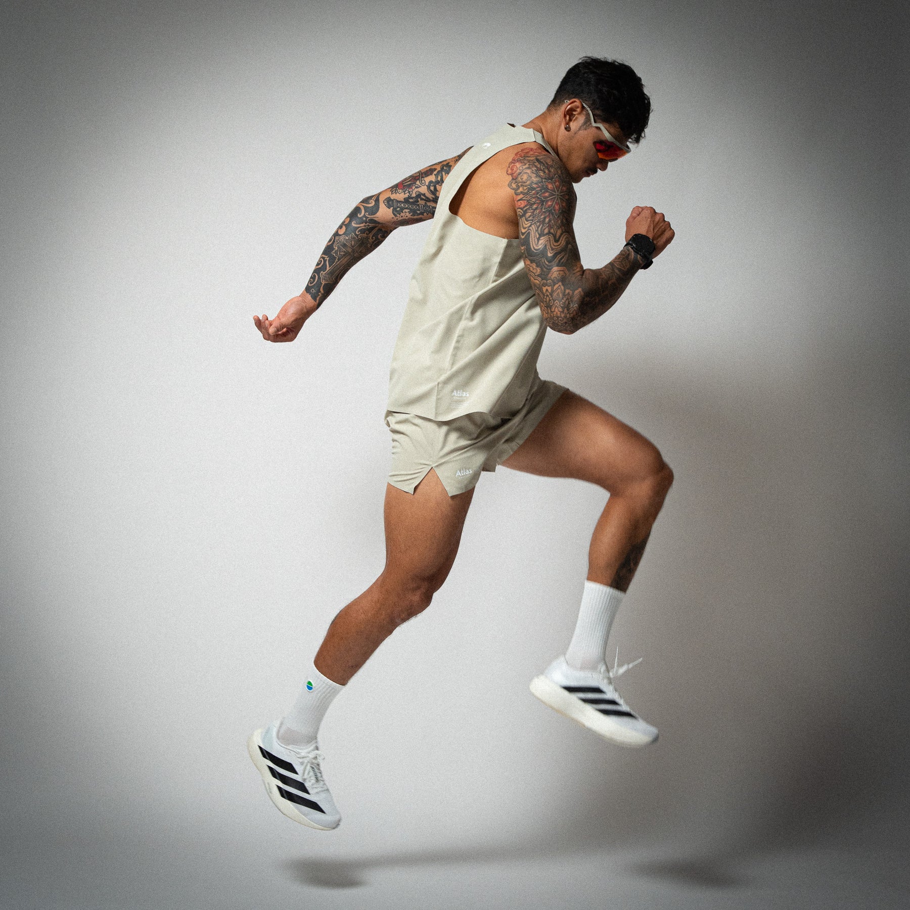 Aeria Fortis Beige 4" Shorts & Singlet Bundle Men