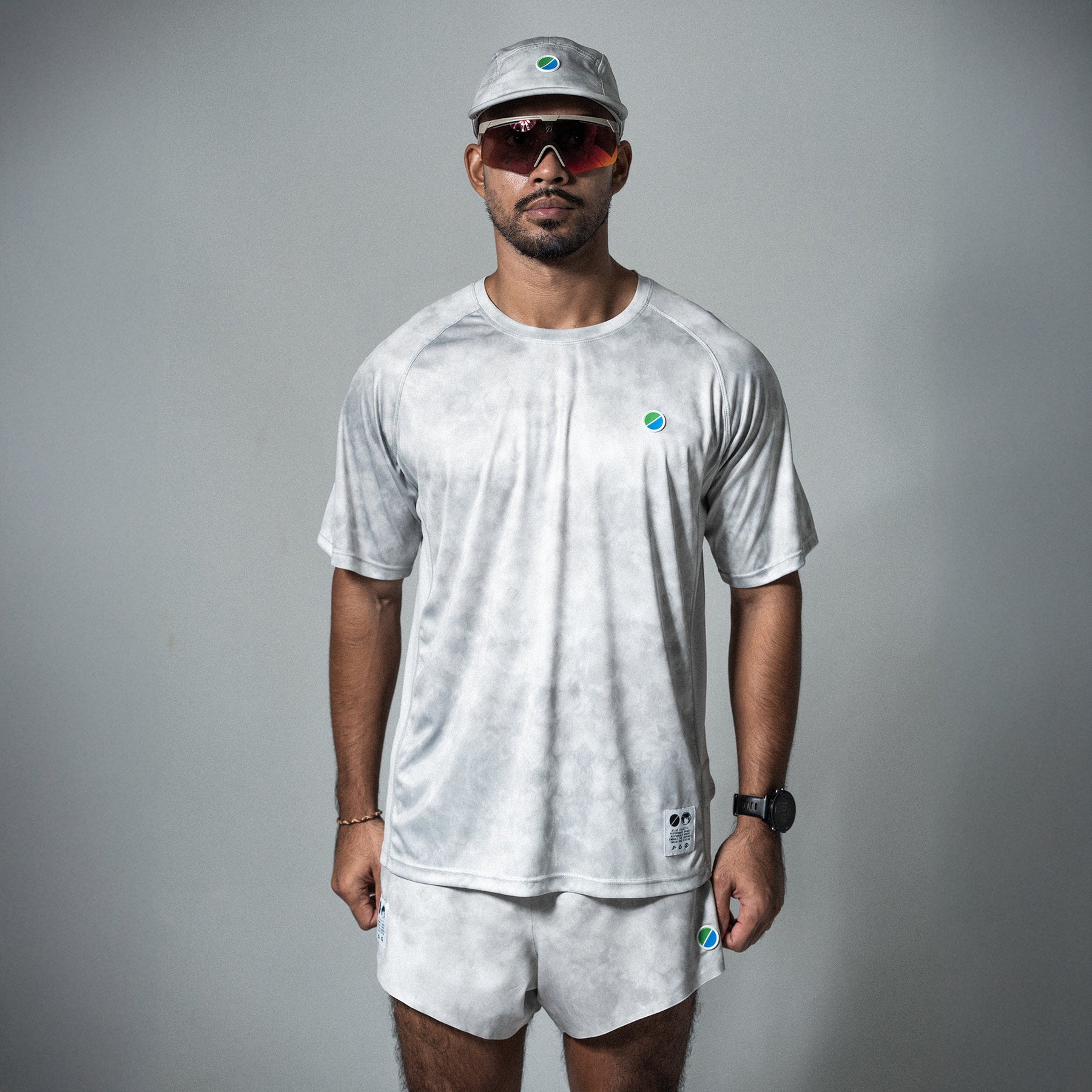 V3 Core Running T-Shirt Grey Tie-Dye