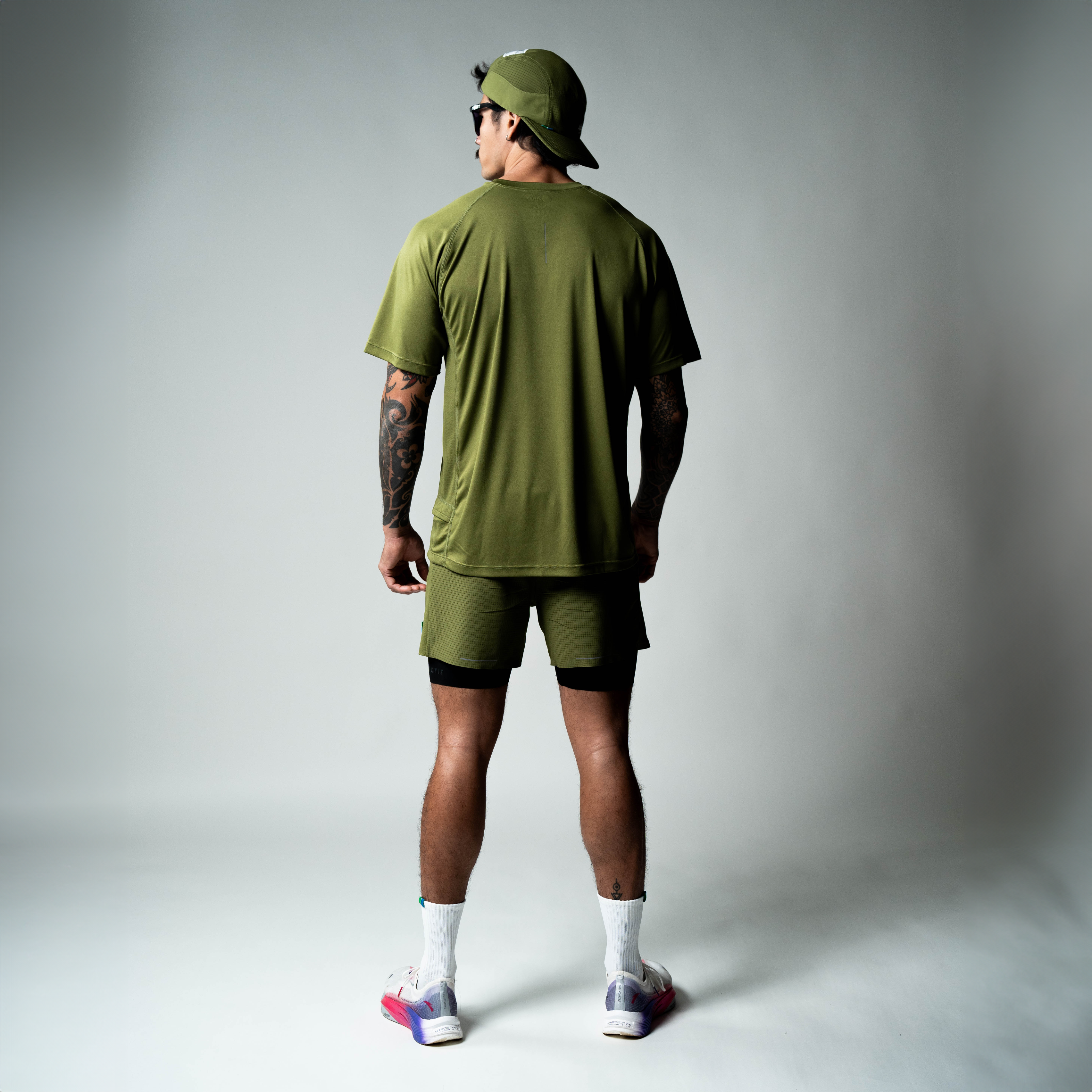 Performance Running T-Shirt Olive Green