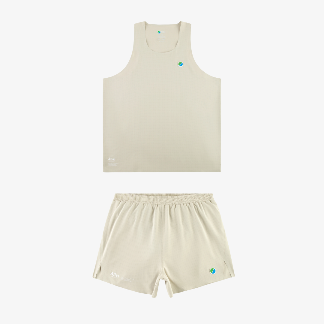 Aeria Fortis Beige 4" Shorts & Singlet Bundle Men