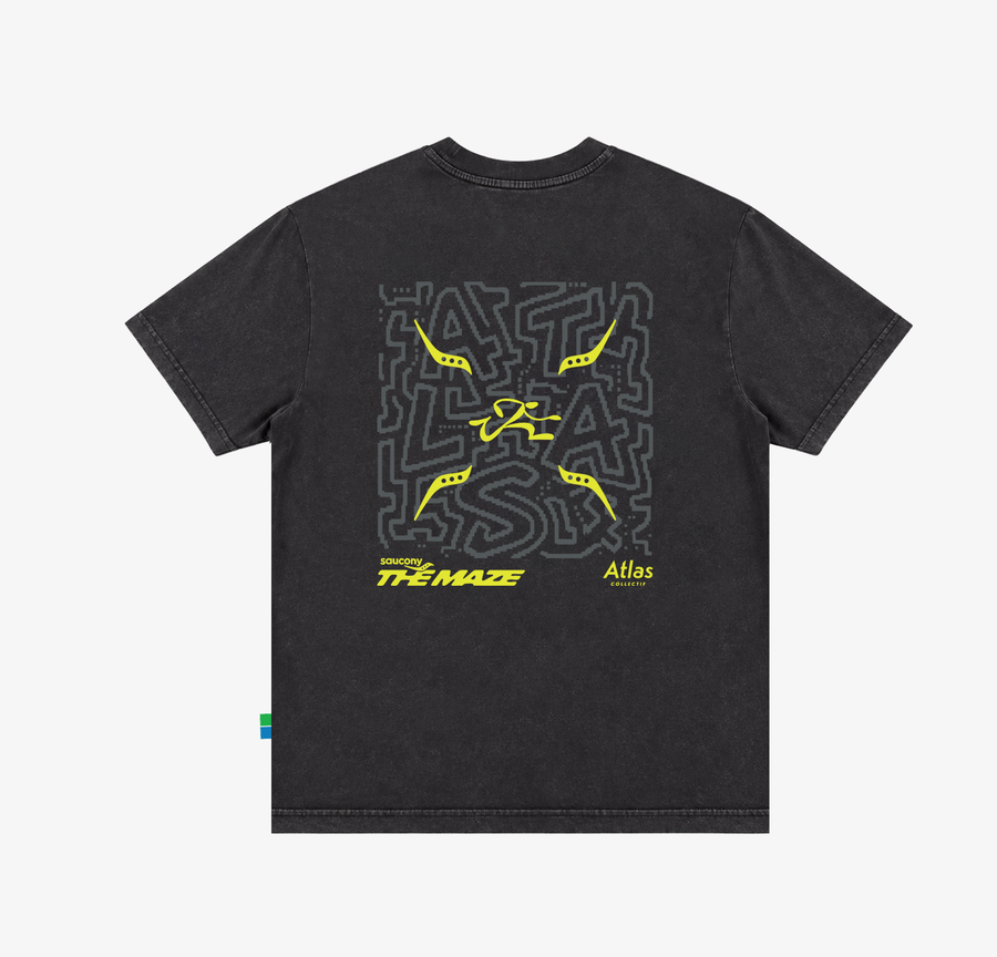 Saucony x Atlas Collectif The Maze Exclusive Reflective Washed Tee Black